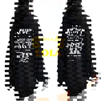 First Lola Sunflower Grandma Women Oversized Hoodie Back Print - Thegiftio