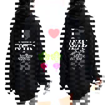 Food Humor Beetrootimpleegetable I Love Beets レディース オーバーサイズ パーカー バックプリント - Kawaiitshirt