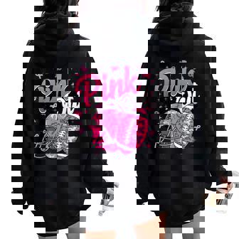 Football Pink Out Team Breast Cancer Awareness Month Women Women Oversized Hoodie Back Print - Thegiftio