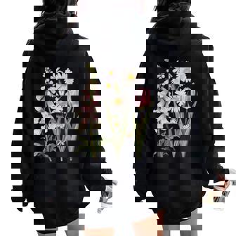 Foxglove Daisy Tulip Wildflower Garden Harmony Women Oversized Hoodie Back Print - Thegiftio UK