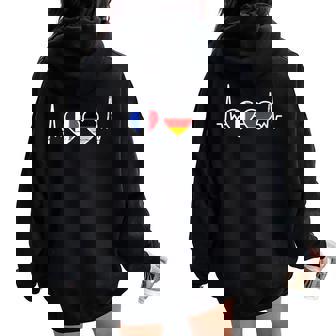 France Allemagneintage Battement De Coeur Drapeau Français Sweat à capuche oversize pour femme avec imprimé dans le dos - Cadeauxyz