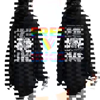 Free Mom Hugs Pride Mom Lgbtq Heart Rainbow Transgender Flag Women Oversized Hoodie Back Print - Thegiftio