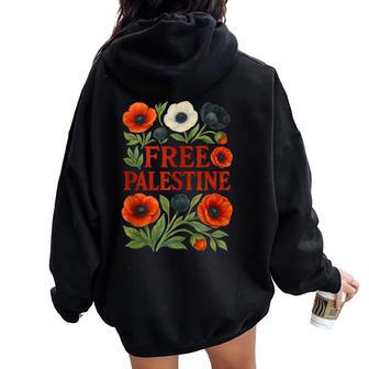 Free Palestine Flower Palestine Clothing Support Gaza Women Oversized Hoodie Back Print - Thegiftio UK