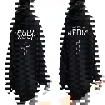 Freedom Simple Christian Religious Cross Minimalist Women Oversized Hoodie Back Print | Mazezy
