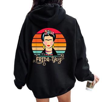 Frida-Yay Frida Floral Vintage Women Oversized Hoodie Back Print - Thegiftio UK