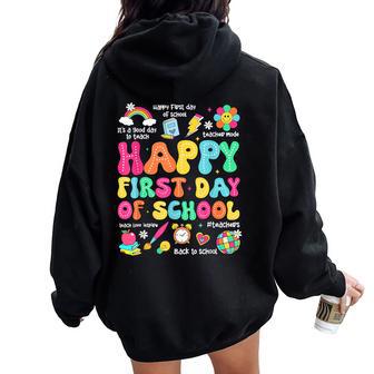 Back To School Teacher Happy First Day Of School Women Oversized Hoodie Back Print - Thegiftio UK