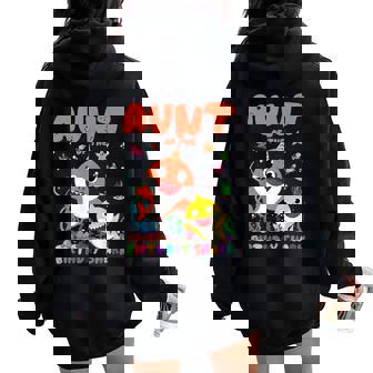 Birthday Boy Girl Aunt Of The Birthday Family Shark Women Oversized Hoodie Back Print - Thegiftio