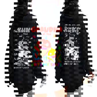 Birthday Boy Girl Grandma Of The Birthday Family Shark Women Oversized Hoodie Back Print - Thegiftio UK