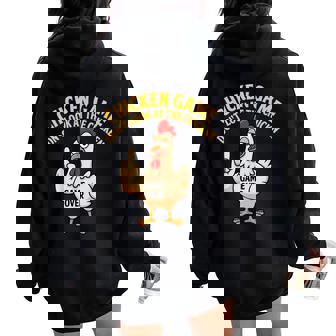Chicken Game Don't Look At The Chicken Meme Gag Women Oversized Hoodie Back Print - Thegiftio UK