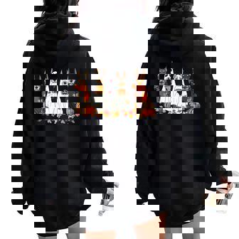 Doberman Dog Ghost Fall Autumn Leaves Thanksgiving Women Oversized Hoodie Back Print | Mazezy