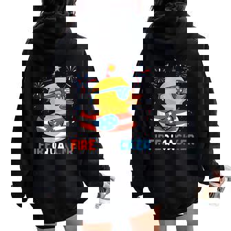 Duck Firequacker American Flag Patriotic 4Th Of July Women Oversized Hoodie Back Print - Thegiftio UK
