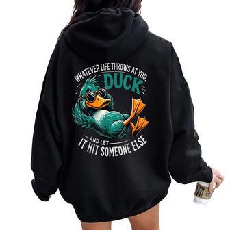 Duck Graphic Quote Idea Women Oversized Hoodie Back Print - Thegiftio UK