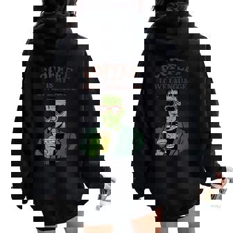 Frankenstein Monster Lover Coffee Is My Love Language Women Oversized Hoodie Back Print - Thegiftio