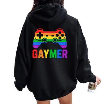 Gaymer Rainbow Game Pride Lgbt Support Women Oversized Hoodie Back Print - Thegiftio UK