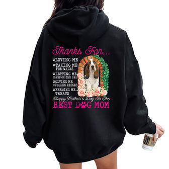 Happy Mother's Day Best Dog Mom Cute Basset Hound Dog Women Oversized Hoodie Back Print - Thegiftio UK