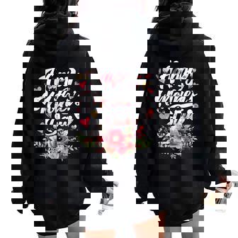 Happy Cute Floral Girl Mom Grandma Women Oversized Hoodie Back Print | Mazezy