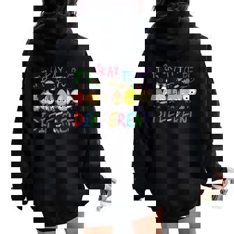 It's Ok To Be Different Apple Teacher Autism Awareness Women Oversized Hoodie Back Print | Mazezy