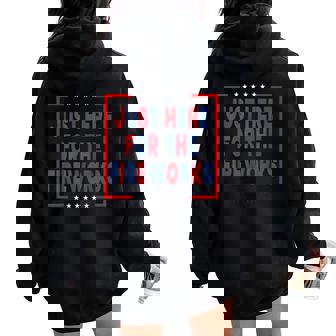 Just Here For The Fireworks Sarcastic Couple Women Oversized Hoodie Back Print | Mazezy