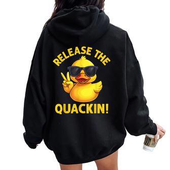 Rubber Duck Release The Quackin Women Oversized Hoodie Back Print - Thegiftio UK