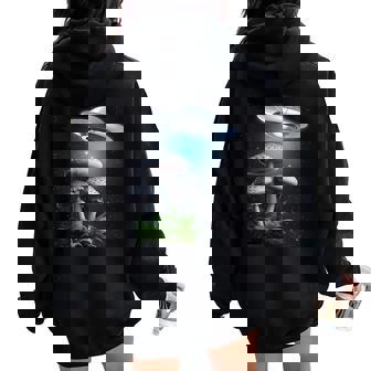 Ufo Hovering Over Weird Mushroomsci-Fi Magichrooms レディース オーバーサイズ パーカー バックプリント - Kawaiitshirt