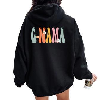 G-Mama Retro Groovy Print Mom Cute Grandma Women Oversized Hoodie Back Print - Thegiftio UK