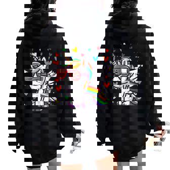 Gay Pride Unicorn Sunglasses Lgbtq Ally Rainbow Girls Women Oversized Hoodie Back Print - Thegiftio UK