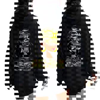 Gemini Queen Camouflage Black Woman Cap Zodiac Sign Women Oversized Hoodie Back Print | Mazezy