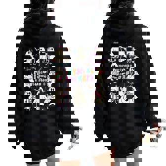 Ghost Physical Therapy Physical Therapist Halloween Groovy Women Oversized Hoodie Back Print - Thegiftio