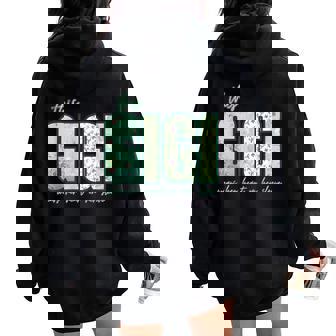 This Gigi Wears Her Heart Grandma Mother's Day Green Floral Women Oversized Hoodie Back Print - Thegiftio