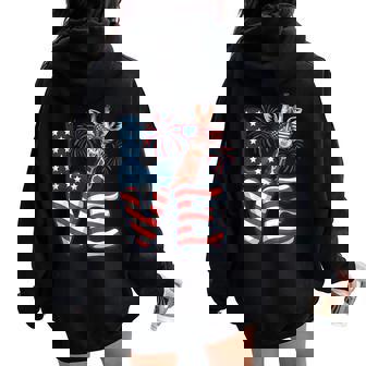 Giraffe Love 4Th Of July Usa Flag Giraffe Women Women Oversized Hoodie Back Print - Thegiftio