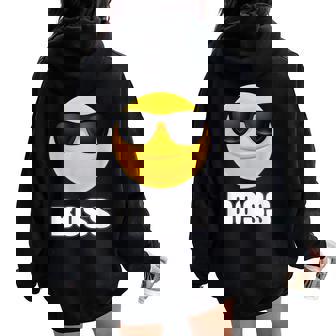 Girl & Boy Boss サングラス 顔文字シャツ クールな顔 レディース オーバーサイズ パーカー バックプリント - Kawaiitshirt