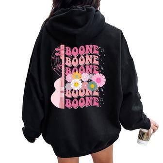 Girl Retro Boone Groovy Flower First Name Personalized 80'S Women Oversized Hoodie Back Print - Thegiftio UK