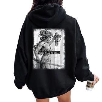 Girl Will Be Girls Medusa Feminist Women Women Oversized Hoodie Back Print - Thegiftio UK