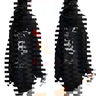 Girl With Red Horns 日本アートスタイル 面白いグラフィックtシャツ レディース オーバーサイズ パーカー バックプリント - Kawaiitshirt