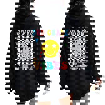 Girls 3Rd Grade Vibes Smile Face Back To School Third Grade Women Oversized Hoodie Back Print - Thegiftio