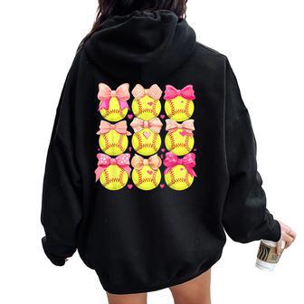 Girls Softball Pink Toddler Softball Women Oversized Hoodie Back Print - Thegiftio UK