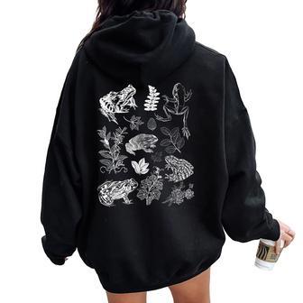 Goblincore Frog & Plants Aesthetic Figura Decorativa Color Blanco Women Oversized Hoodie Back Print - Regaloses
