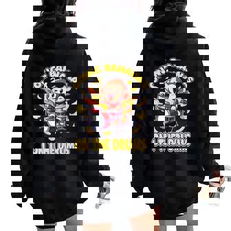 Going Bananas On The Drums 面白いドラム演奏 猿 レディース オーバーサイズ パーカー バックプリント - Kawaiitshirt