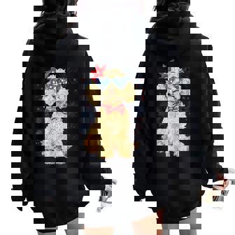 Goldendoodle 4Th Of July Patriotic Golden Doodle Dog Women Women Oversized Hoodie Back Print - Thegiftio