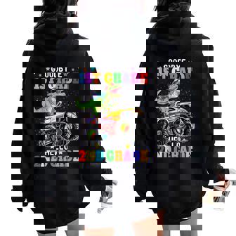 Goodbye 1St Grade Hello 2Nd Grade Monster Truck Dinosaur Women Oversized Hoodie Back Print - Thegiftio UK