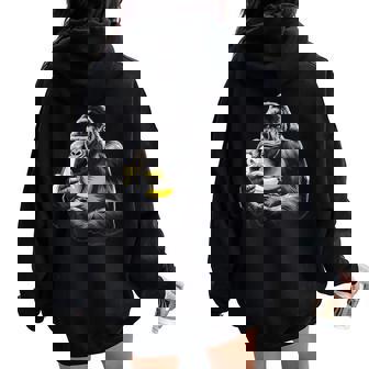 Gorilla Monkey Ape Banana Humour Graphique Cadeau Fantaisie Sweat à capuche oversize pour femme avec imprimé dans le dos - Cadeauxyz