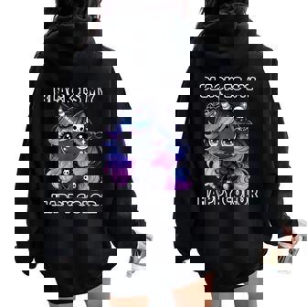 Goth Girl Black Is My Happy Color Gothic Unicorn Emo Girl Women Oversized Hoodie Back Print - Thegiftio UK