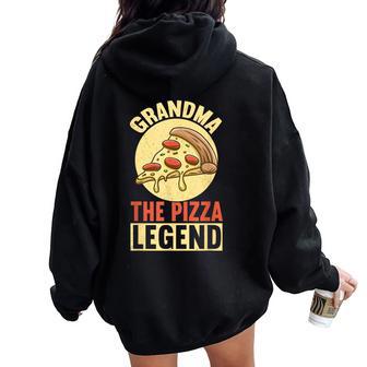 Grandma The Pizza Legend Mother's Day Pizza Making Women Oversized Hoodie Back Print - Thegiftio UK