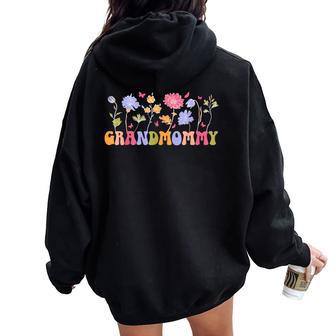 Grandmommy Grandma Flowers Grandmommy Grandmother Women Oversized Hoodie Back Print - Thegiftio UK