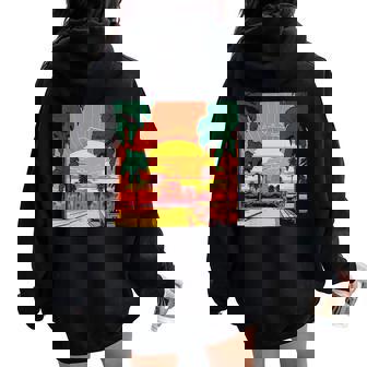 Graphisme Detyle Comique Los Angeles Palmsunshine Sweat à capuche oversize pour femme avec imprimé dans le dos - Cadeauxyz