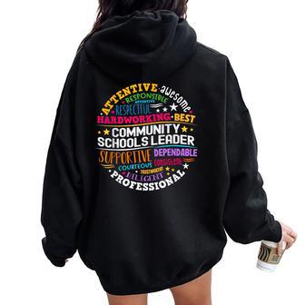 Groovy Community Schools Leader Spreading Positivity Women Oversized Hoodie Back Print - Thegiftio UK