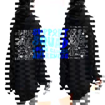 Groovy Crc Colon Cancer Awareness Supprt Squad Blue Ribbon Women Oversized Hoodie Back Print - Thegiftio UK