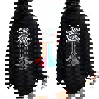 Groovy Feeling Retro Années 70 Psychédélique Esthétique Sweat à capuche oversize pour femme avec imprimé dans le dos - Cadeauxyz