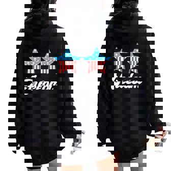Groovy Freedom 4Th Of July Matching Couples Women Oversized Hoodie Back Print | Mazezy