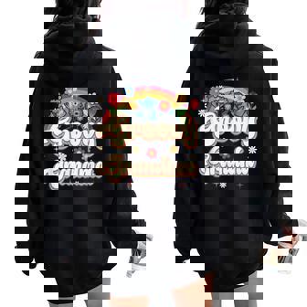 Groovy Grandma Retro Hippie Peace Sign Floral Women Oversized Hoodie Back Print - Thegiftio UK